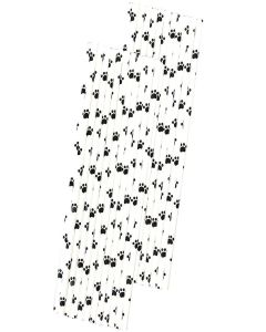 Dog Theme Paw Print Paper Drinking Straws - Black White - 7.75 inches - 50 Pack - Outside The Box Papers Brand