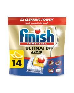 Finish Ultimate Plus Dishwasher Tablets, Lemon Scent, 3x More Cleaning Power, 14 Tabs