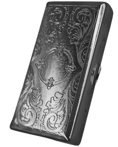 Cigarette Case Victorian Style Metal Holder for Regular King and 100s Size Pocket Protective Security Wallet ES100 Silver