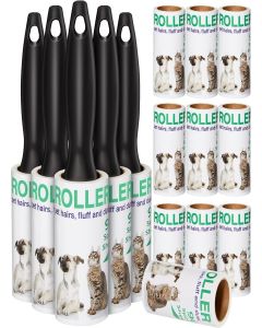 1350 Sheets Lint Rollers for Pet Hair Extra Sticky Remover for Pet Hair, Couch, Clothing, Furniture, Carpet and More, 5 Handles 15 Rolls of Lint Roller Refill, 90 Sheets Per Roller