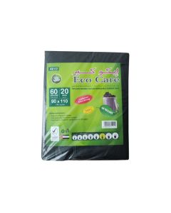 Eco Care Black Garbage Bag - 20 Count, 60 Gallons, 90X110cm