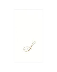Caspari White Pearl Paper Linen Guest Towels Monogram Initial S Pack of 24