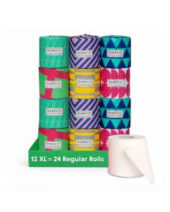 Bambuyu 100% Bamboo Toilet Rolls (Toilet Roll 300 Sheets, Pack of 12)