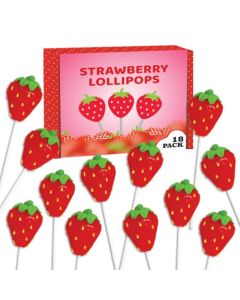 Strawberry Shaped Lollipops 18 Individually Wrapped Suckers Strawberry Flavored Candy Great for Strawberry Party Favors Birthday Party Favors for Kids