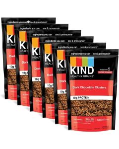 KIND Healthy Grains Clusters, Dark Chocolate Granola, Gluten Free, 10g Protein, 11 Ounce (Pack of 6)