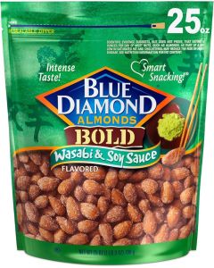 Blue Diamond Almonds Bold Wasabi & Soy Sauce Flavored Snack Nuts, 25 Oz Resealable Bag