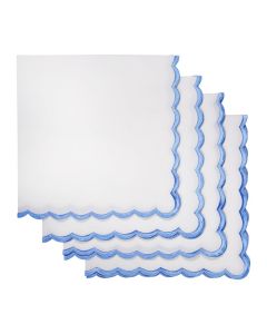 Ridhi Cloth Napkins 100 Pure Cotton Farmhouse Wedding Dinner Napkins for Halloween Thanksgiving Holiday Daily Wedding uses Napkins 418 x 18 Dinner Napkin White with Blue Edge