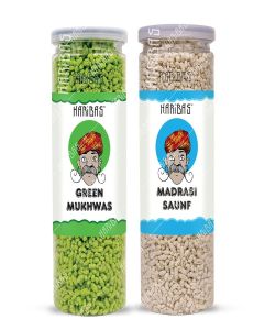 HARIBAS Combo Madrasi Mukhwas 200gm and Green Mukhwas 200gm / Mukhwas Mouth Fresheners / Mukhwas Bottle / Sweet Saunf Mouth Freshener, After Meal and Drink Mukhwas Mouth Freshener - Easy to Store