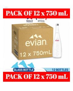 Evian Natural Mineral Water Glass - 750ML (Pack of 12)