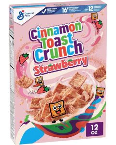 Cinnamon Toast Crunch Strawberry Breakfast Cereal, 12 oz - Crispy Whole Grain Cereal with Strawberry Flavor
