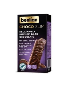 Choco Slim Bars with Intense Dark Chocolate, Chia, Quinoa & Buckwheat, 5x16g