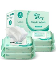 WhyWorry Wet Wipes for Adults, Extra Large 20x30 cm Body Cleaning Wipes for Elderly Care & Incontinence Cleansing, Extra Thick Adult Washcloths Disposable with Aloe & Vitamin E, Unscented, 220 Count
