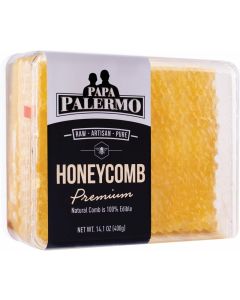 Papa Palermo Premium Raw Honeycomb - 14 oz (400g) - 100% Edible, All-Natural, No Additives, No Preservatives