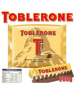 Toblerone Swiss Milk Chocolate with Honey and Almond Nougat 200gms