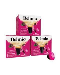 Belmio Lungo Fortissimo Coffee Pods Intensity 8 Compatible with Dolce Gusto Coffee Machines 16 Capsules Per Box Pack of 3