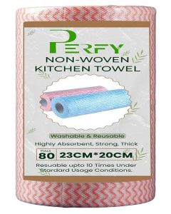 Perfy Non Woven Kitchen Towel, Reusable Cleaning Wipes For Household & Kitchen 80 Pulls Per Roll-80 Sheets(Pack Of 1)