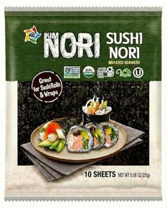 Kimnori Organic Roasted Seaweed Sushi Nori Sheets 10 sheets 25g Professional Grade Full Size Nori for Sushi Kimbap California Crafted Keto Vegan Superfood USDA Organic NonGMO GlutenFree
