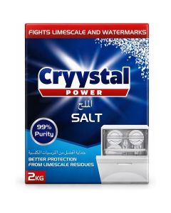 Cryystal Power Dishwasher Salt 2kg - 99.9% Purity for Limescale Protection