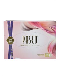 Paseo Ultra Soft Facial Tissues / 100 Pulls / 3 Ply / Premium Soft & Strong Tissue Box / Gentle on Skin, Ideal for Face, Home, Office & Car / Luxurious Quality Facial Softness / Pack of 24 /