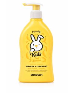 Kids Banana Shower & Shampoo 400ml – 2-in-1 Gentle Hair & Body Wash with Olive Extract & Milk Protein
