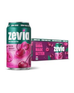 Zevia Zero Sugar Soda Black Cherry 12 oz Cans 8Pack Naturally Sweetened NonGMO Project Verified GlutenFree Vegan