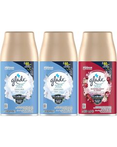 Glade Automatic Spray Refill - 2 x Clean Linen & 1 x Blooming Peony and Cherry, 3 x 269ml
