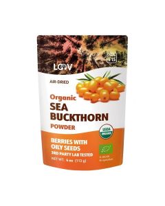 Organic Sea Buckthorn Berry Powder, High in Fiber, Omegas, Vitamin C, Vitamin E, Made from Whole Berries, 4 Oz, Grown in Nordic Climate, 23-Day Supply, No Added Sugar, Non-GMO