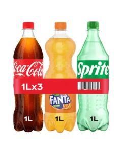 Cola, Sprite and Fanta Assorted Soft Drink Bottles