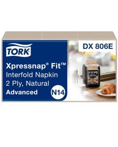 Tork Xpressnap Fit Natural Dispenser Napkin N14 Compostable 2ply 36 packs x 120 napkins DX806E