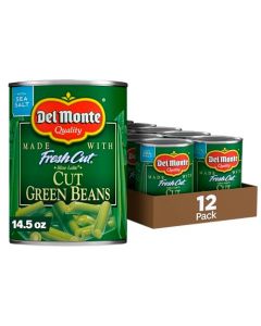 Del Monte Fresh Blue Lake Cut Green Beans Canned Vegetables Sweet 145 Oz Pack of 12