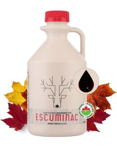 Escuminac Very Dark Canadian Maple Syrup - 1L Family Size, Organic Grade A
