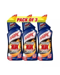 Harpic Liquid Toilet Cleaner Power Plus 10X Better Than BleachIg Original Fragrance- 3X750ml