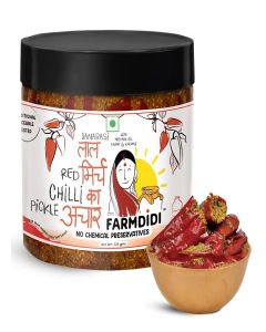 Farm Didi Stuffed Red Chilli Pickle In Fresh Mustard Oil / Lal Mirch Ka Achar 325G / Bharwa Mirchi Ka Achar / Banarasi Red Chilli Pickle / No Garlic Stuffed Red Chilli Pickles / Traditional Recipe