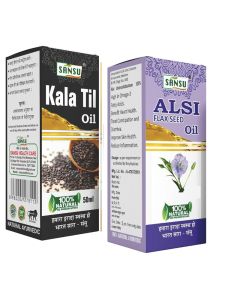 Sansu kala Til Ka Tel Natural Black Seesam oil 50ml With Alsi ka Tel Natural Flexseed oil 100ml Pack of 2
