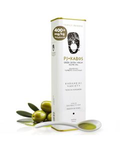 PJ KABOS Fresh 202526 Harvest High Phenolic 400mgkg Natural Greek Extra Virgin Olive Oil Kosher Greece Cold Extracted 169 oz Tin Koroneiki Family Reserve Medium
