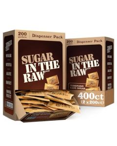 Sugar In The Raw Granulated Turbinado Cane Sugar On The Go Packets No Erythritol Pure Natural Sweetener Hot Cold Drinks Coffee Baking Vegan GlutenFree NonGMO 200 Count Packets 2Pack
