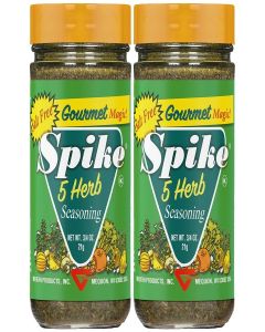 Spike 5 Herb Seasoning, Salt-Free, 2-Pack - Fragrant & Flavorful Blend of Mediterranean Herbs, 0.75 Oz Ea