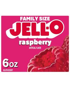JellO Raspberry Gelatin Dessert Mix Family Size 6 oz Box