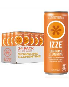IZZE Sparkling Water Juice Beverage Blend Clementine No Sugar Added 84 FL OZ 24 Cans