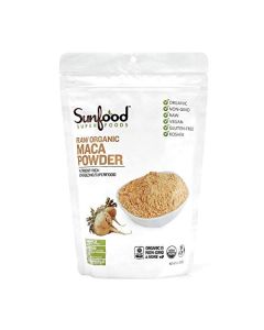 Sunfood Superfoods Organic Maca Powder Supplement for Men Women Maca Root Powder Organic with Adaptogens Peruvian Raw Vegan 8 Oz Bag