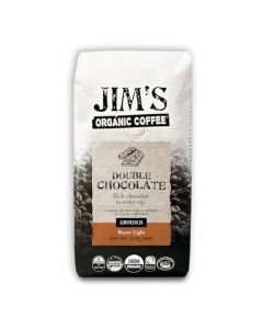 Jims Organic Coffee Double Chocolate Ground All Natural Flavored Light Roast 12oz 100 Arabica Coffee Beans USDA Certified Organic Kosher Regeneratively Grown Ethically Sourced