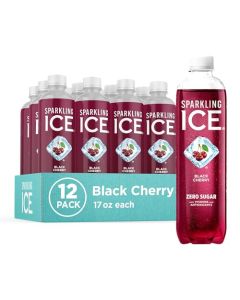 Sparkling Ice Black Cherry Sparkling Water Zero Sugar Flavored Water with Vitamins and Antioxidants Low Calorie Beverage 17 fl oz Bottles Pack of 12