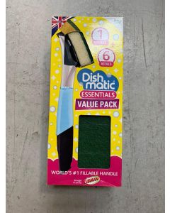 Dishmatic Bonus Pack 1 BLACK Fillable Handle and 6 Green Sponge Refills
