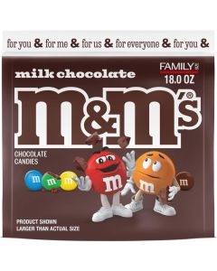 M&M'S Milk Chocolate Candy, Family Size, 18 oz Resealable Bulk Candy Bag