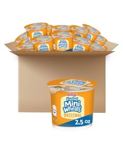 Kelloggs Frosted MiniWheats Breakfast Cereal Cups High Fiber Cereal Kids Snacks Original 30oz Case 12 Cups