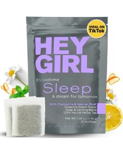 Hey Girl Tea Sleep for Bedtime - Calming Herbal Blend with Valerian Root, Chamomile, Passion Flower, and Lemon Balm