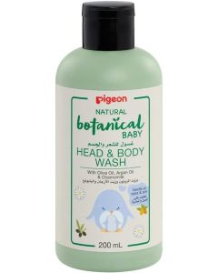 Pigeon Natural Botanical Baby Head & Body Wash 200ml / 2-in-1 Tear-Free Gentle Cleanser for Baby Skin & Hair