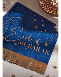 Set Of 16 Eid Mubarak Fringe Napkin