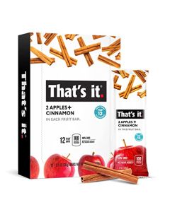 Thats it Apple Cinnamon 100 Natural Real Fruit Bar Best High Fiber Vegan Gluten Free Healthy Snack Paleo for Children Adults Non GMO No Added Sugar No Preservatives Energy Food 12 Pack