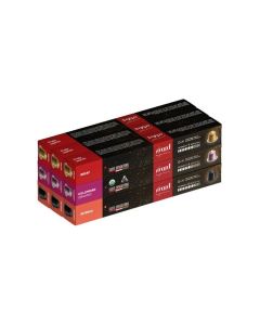 Nespresso Compatible Aluminium Capsules (3 Flavors: Intenso, Organic Colombian, Decaf), Pack of 9 (90 Capsules)